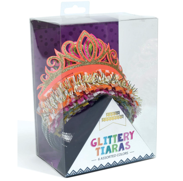 Glitter and Tinsel Tiara Hats – Assorted Colors – Set of 6 Cheap