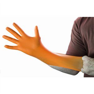 Heavy Duty One Size Fits Nitrile Gloves – Orange – Pack of 6 Fashion