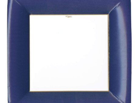 Caspari Grosgrain Border in Navy Square Paper Dinner Plates - 8pk Fashion