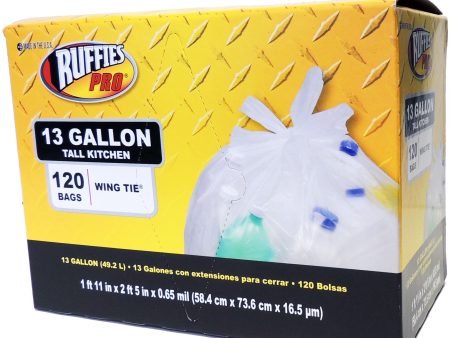 Ruffies Pro Wing Tie Tall Kitchen Trash Bags – 13 Gallon – 120 Count Online