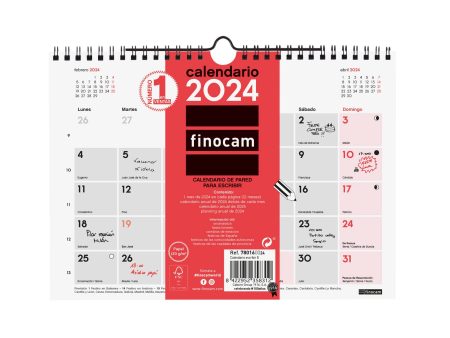 Finocam - Calendario 2024 Neutro de Pared para Escribir, Enero 2024 - Diciembre 2024, en Catalán Embalaje Deteriorado Online Sale