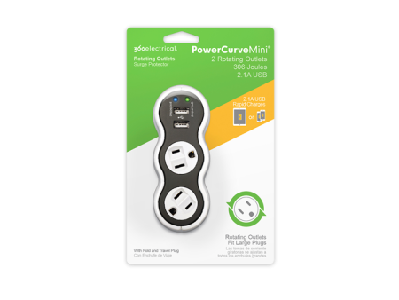 PowerCurve Mini Rotating Outlets Surge Protector For Discount