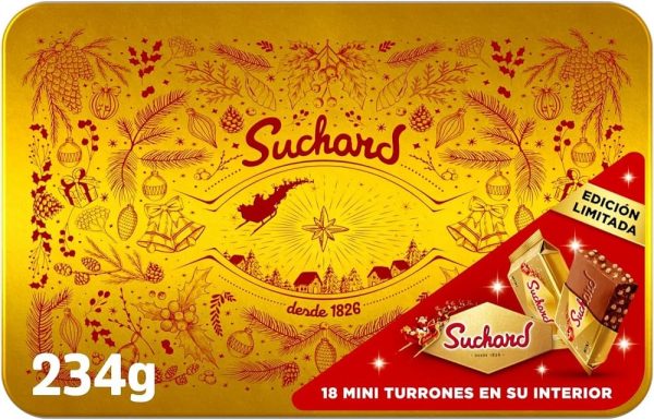 Suchard Mini Tabletas de Turrón de Chocolate con Arroz Inflado Lata Edición Especial Navidad Embalaje Deteriorado (Cad: 10 06 2025) Discount