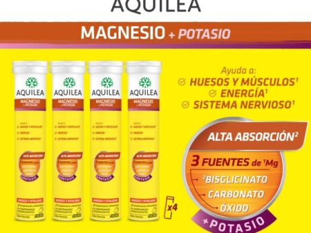 Aquilea Magnesio+Potasio Efervescente, complemento alimenticio con 56 tabletas para energía y minerales Embalaje Deteriorado (Cad: 31 07 2027) For Cheap